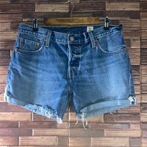 Levi’s White Oak Cone Denim High Rise Button Fly Jean Shorts Cuffed Size 29